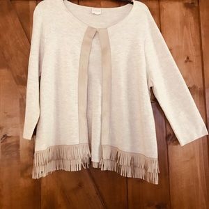 Chico's Cream Fringe Cardigan